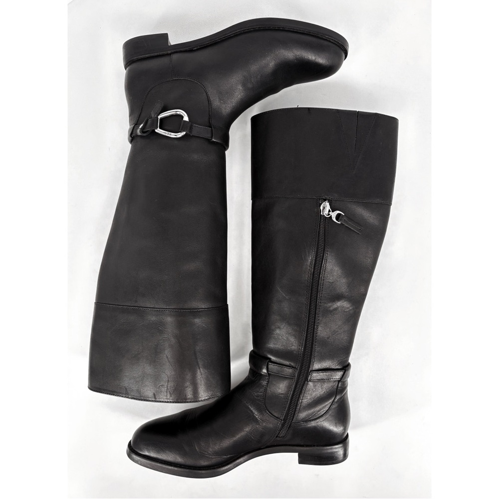 RALPH LAUREN Harlee Tall Black Leather Riding Boots Equestrian Knee High 6 - Picture 7 of 16